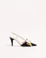 Valentino Bowow Slingback Pumps In Moirè Fabric 85Mm